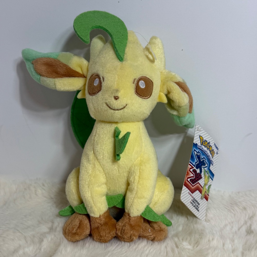 2017 TOMY Pokemon Leafeon Plush 8" XY Eeveelution Original Tags Rare NWTs